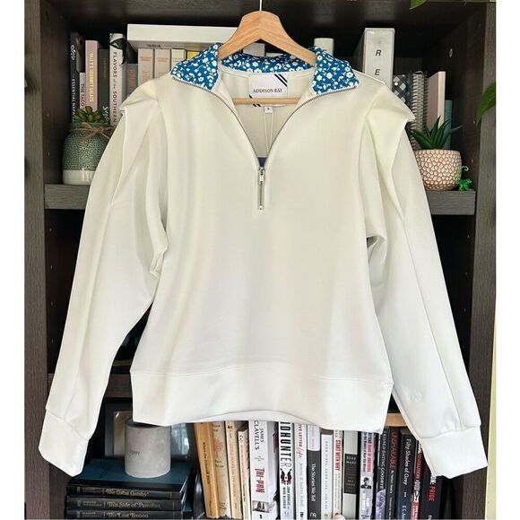 NWT Addison Bay Poplar Pullover In White & Blue Size Small - Picture 3 of 11